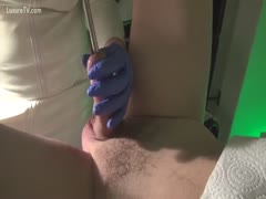 This amazing insertion film shows a nasty doxy brutally sticking something in a man's cock.